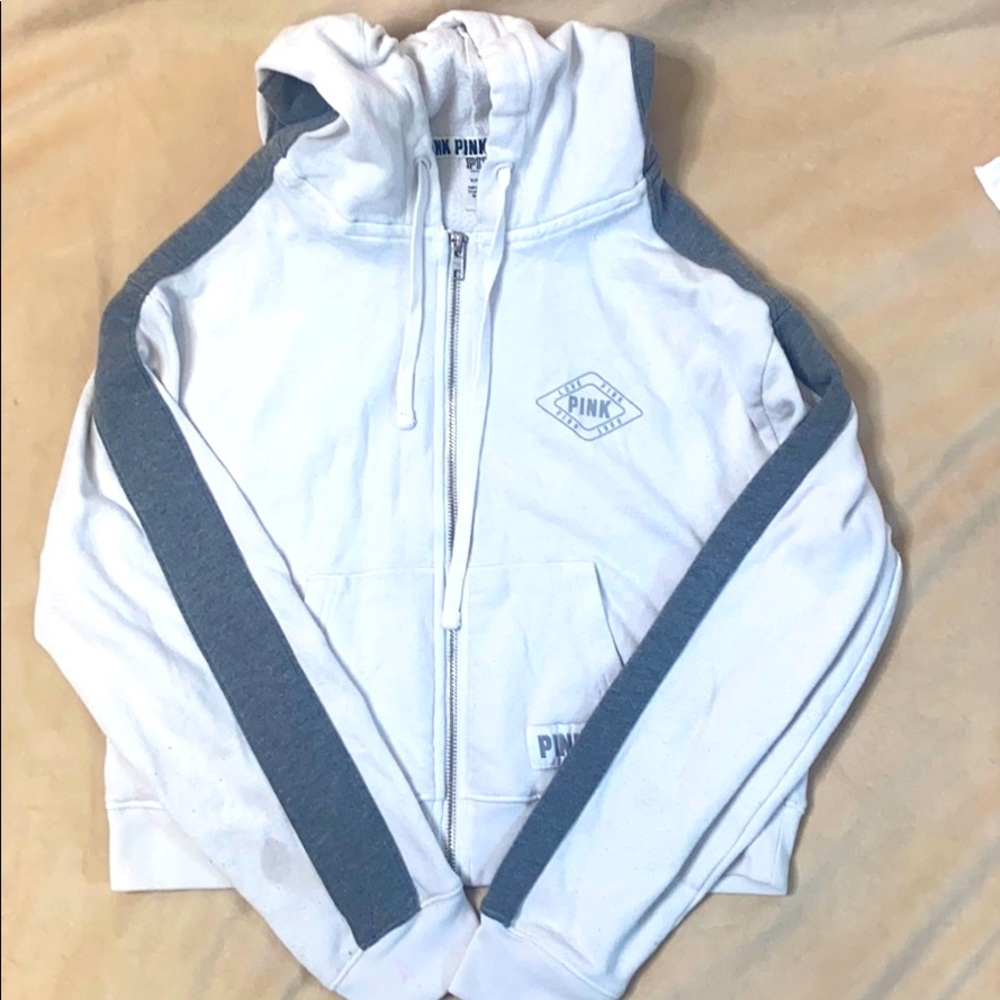 White and grey cropped hoodie